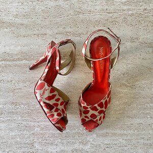 Vintage Yves Saint Laurent Rive Gauche Lip Print Sandal Heels